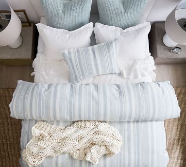Taupe Hawthorn Striped Duvet, Full/Queen - Image 2
