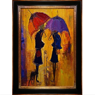 'Rain' With Wood, Gold Opulent Frame Canvas Wall Art - Image 0