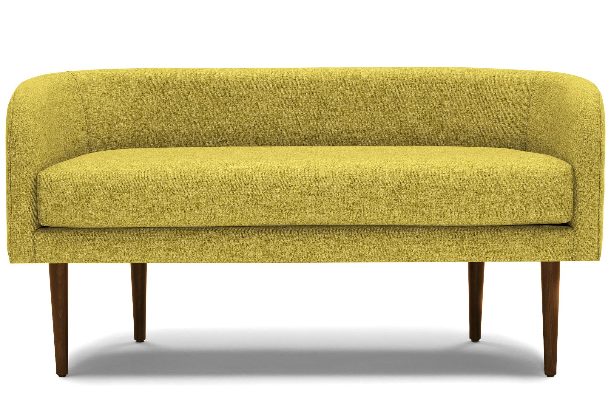 Yellow Elsie Mid Century Modern Bench - Taylor Golden - Mocha - Image 0