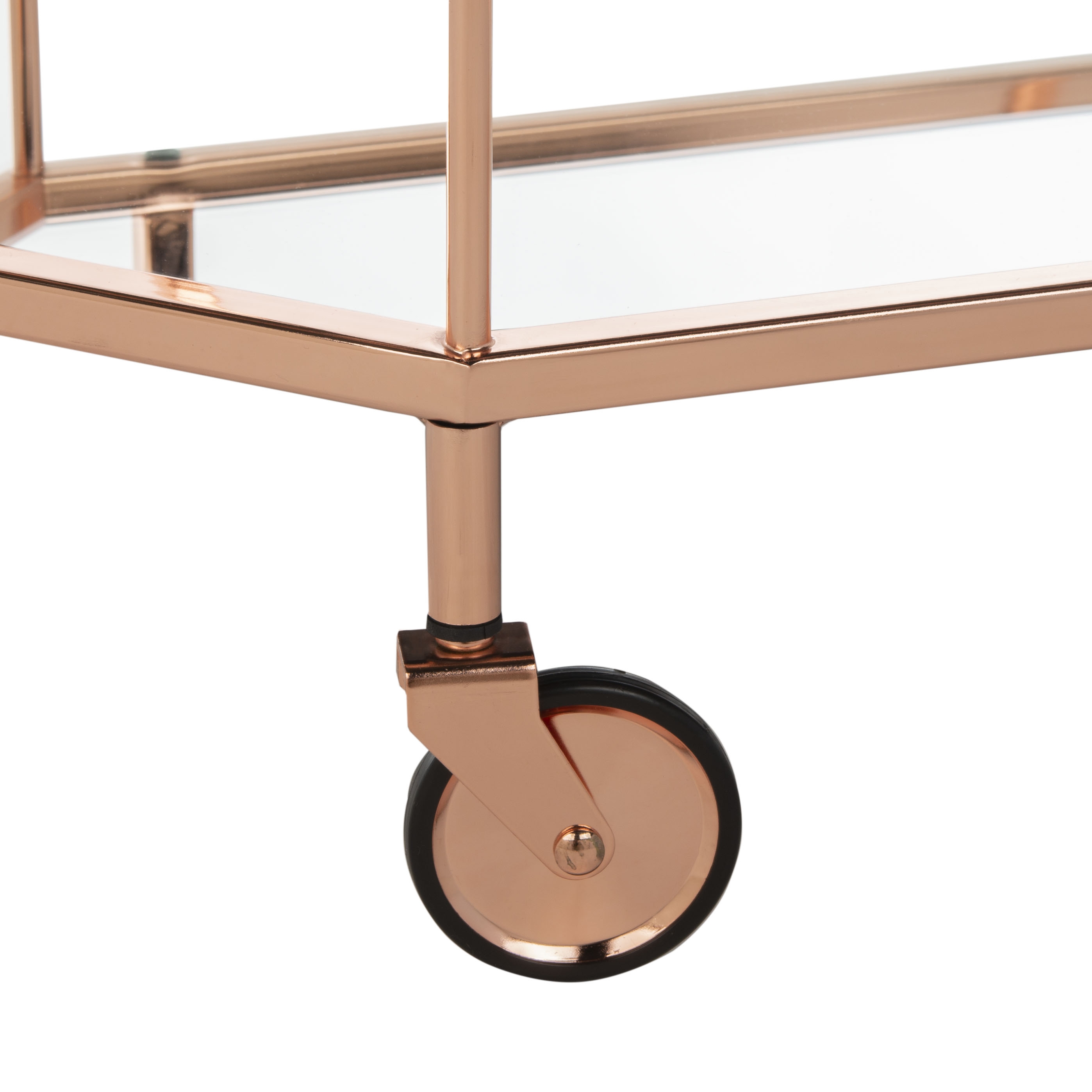 Silva 2 Tier Octagon Bar Cart - Rose Gold/Mirror - Safavieh - Image 4