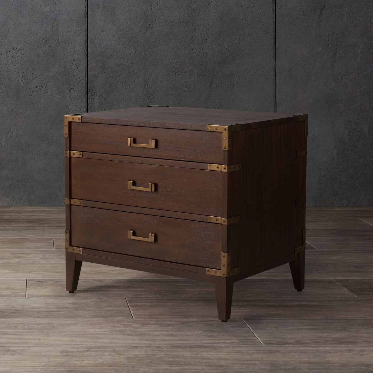 Nisha 3 Drawer Wood Nightstand - Brown - Image 1