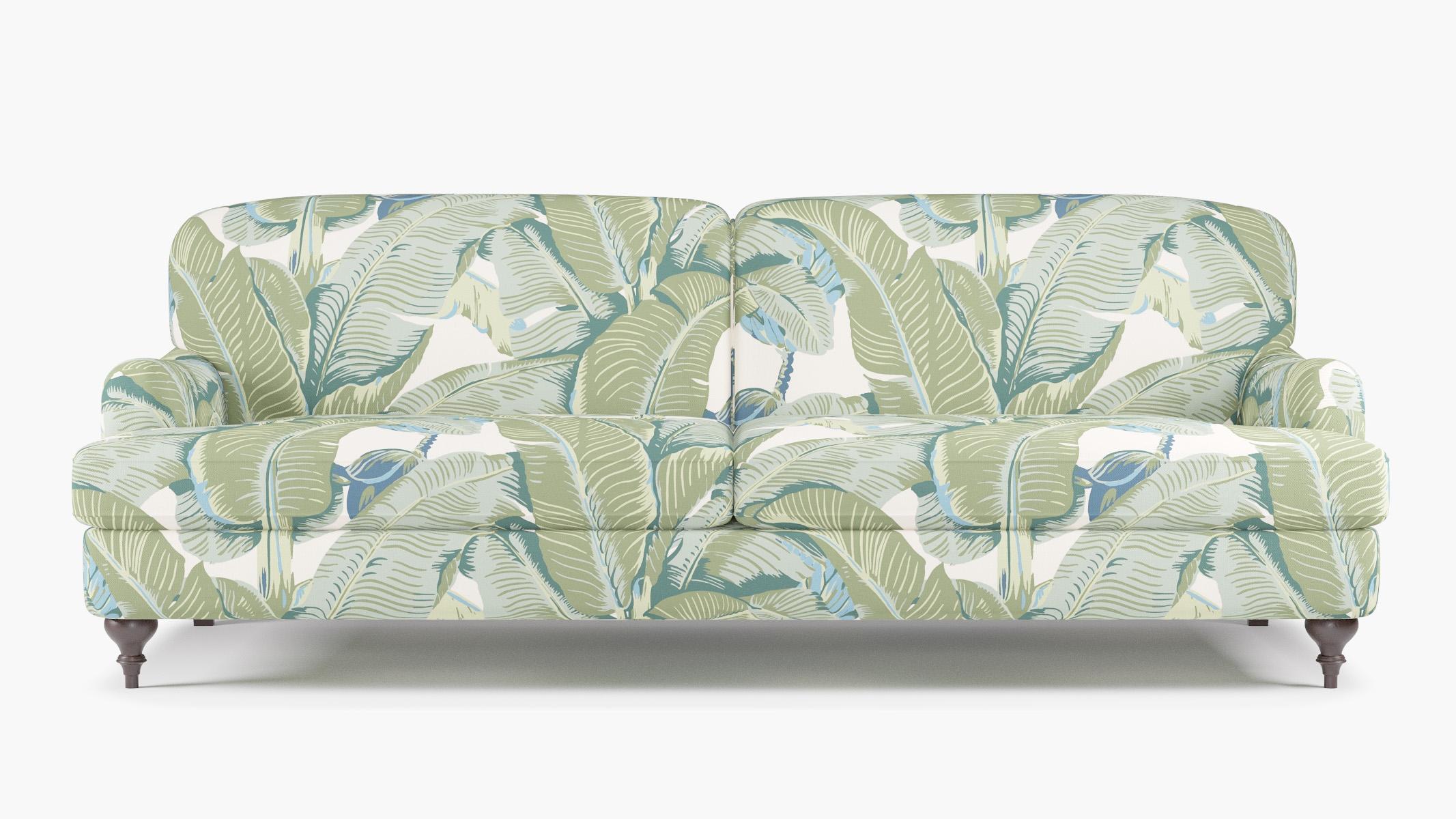 English Roll Arm Sofa, Pistachio Martinique®, Espresso Turned Wood Leg - Image 0