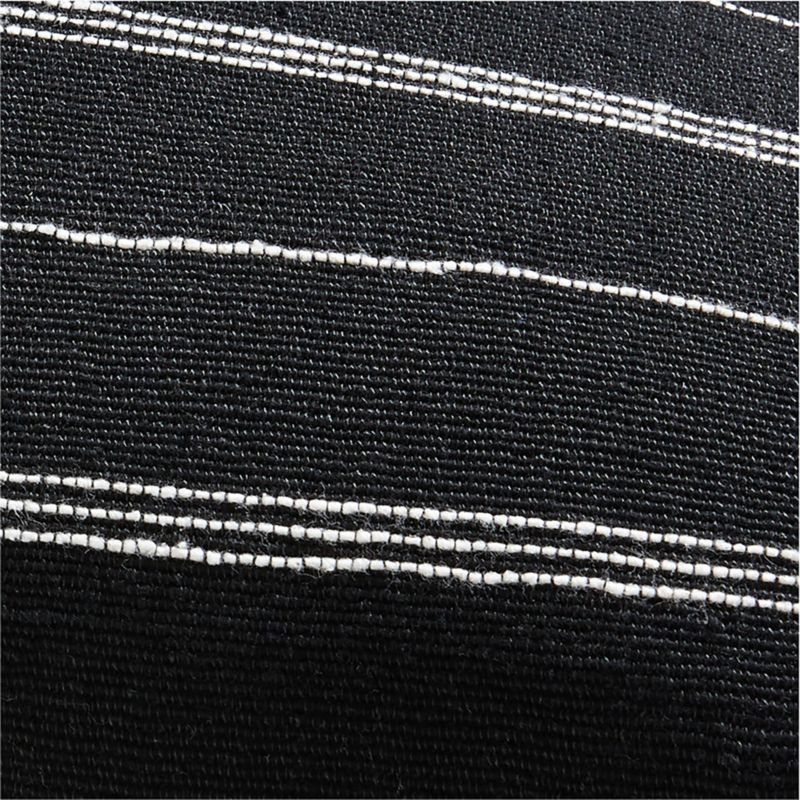 Chatou Organic Cotton Ink Black Stripe 36''x16'' Throw Pillow with Feather Insert - Image 4