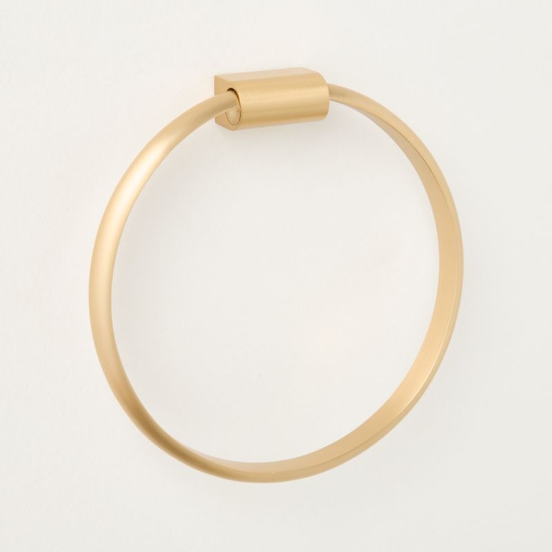 Curveaux Curved Brushed Brass Towel Ring - Image 1