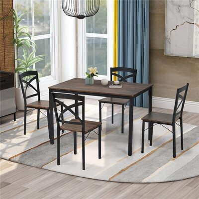 5-Piece Industrial Wooden Dining Set - Image 0