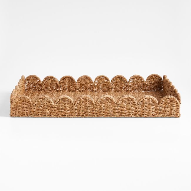Scallop Natural Woven Fiber Tray - Image 0