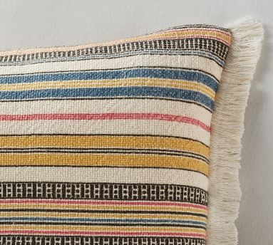 Cassidy Striped Lumbar Pillow Cover, 16 x 26", Multi - Image 1