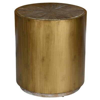 Wood And Metal End Table, Brown And Gold - Image 0
