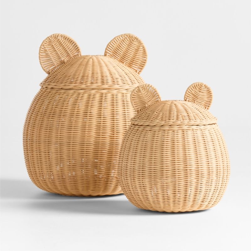 Large Wicker Bear Floor Storage Basket - Image 1