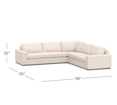 Fulton Upholstered 3-Piece L-Shaped Wedge Sectional, Polyester Wrapped Cushions, Performance Heathered Basketweave Dove - Image 1