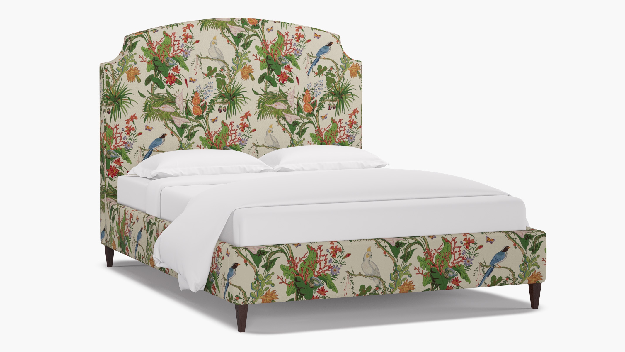 Cove Bed, White Cinque Terra, Espresso Square Tapered Leg, Queen - Image 1