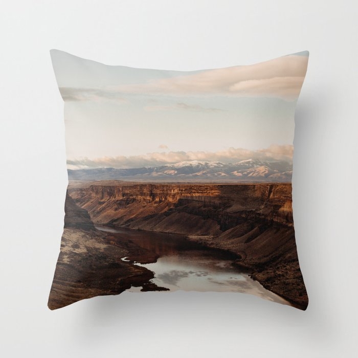Snake River, Idaho - Scenic Desert Canyon Throw Pillow by Leah Flores - Cover (24" x 24") With Pillow Insert - Indoor Pillow - Image 0