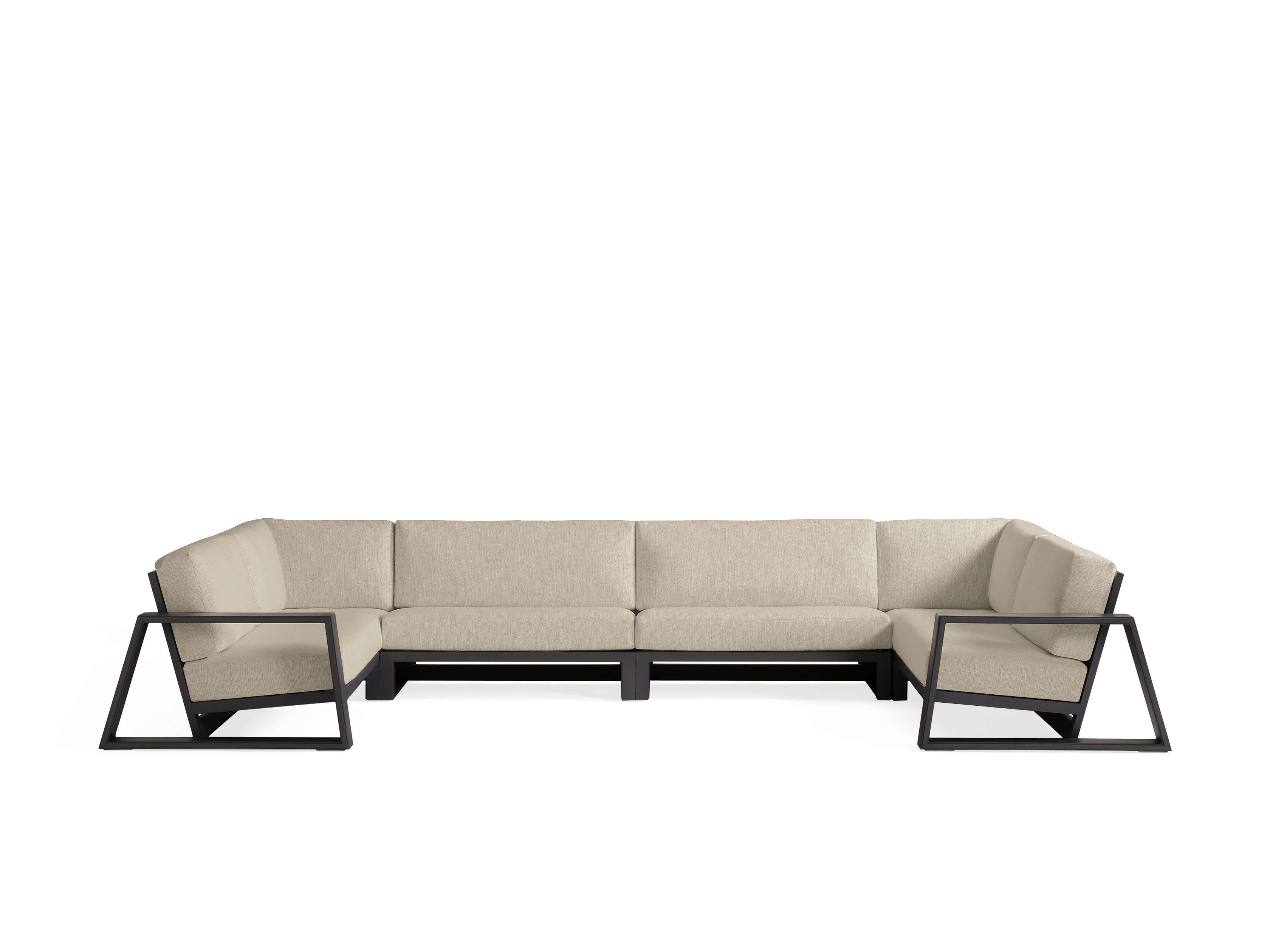 Canyon Outdoor Four-Piece Sectional Aluminum Large in Gray  Twilly Pearl  - Image 0