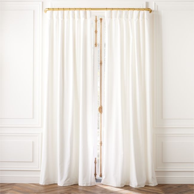 Cool White Organic Cotton Velvet Window Curtain Panel 48"x96'' - Image 0