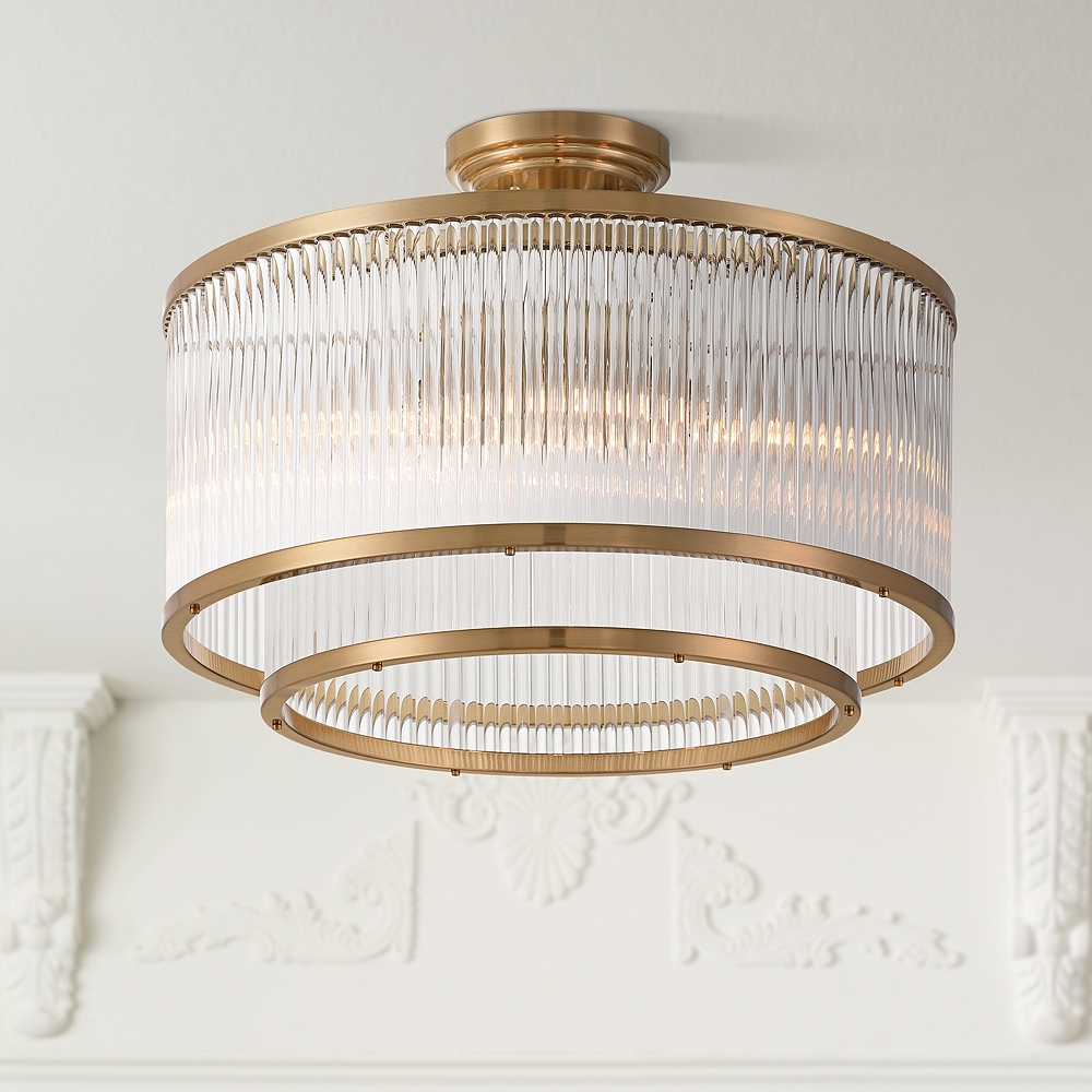 Possini Euro Warren 16 1/4" Bronze and Crystal 5-Light Ceiling Light - Image 0