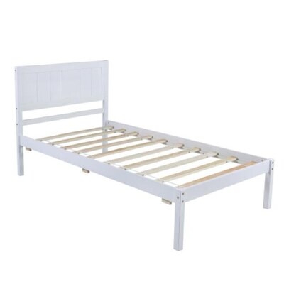 Wood Platform Bed Twin Size Platform Bed With Headboard,bed, Solid Wood Bed, Modern Style, Stylish And Comfortable,white - Image 0