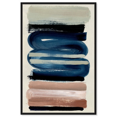 Blue And Black Abstract Paint Brush 'Naturals' Framed Canvas Print Wall Art By Oliver Gal - Image 0