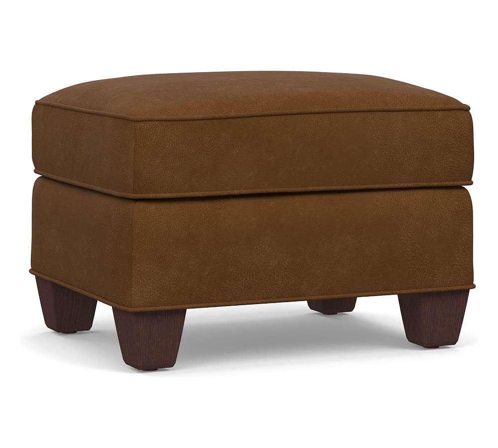 Irving Leather Storage Ottoman, Polyester Wrapped Cushions, Aviator Umber - Image 0