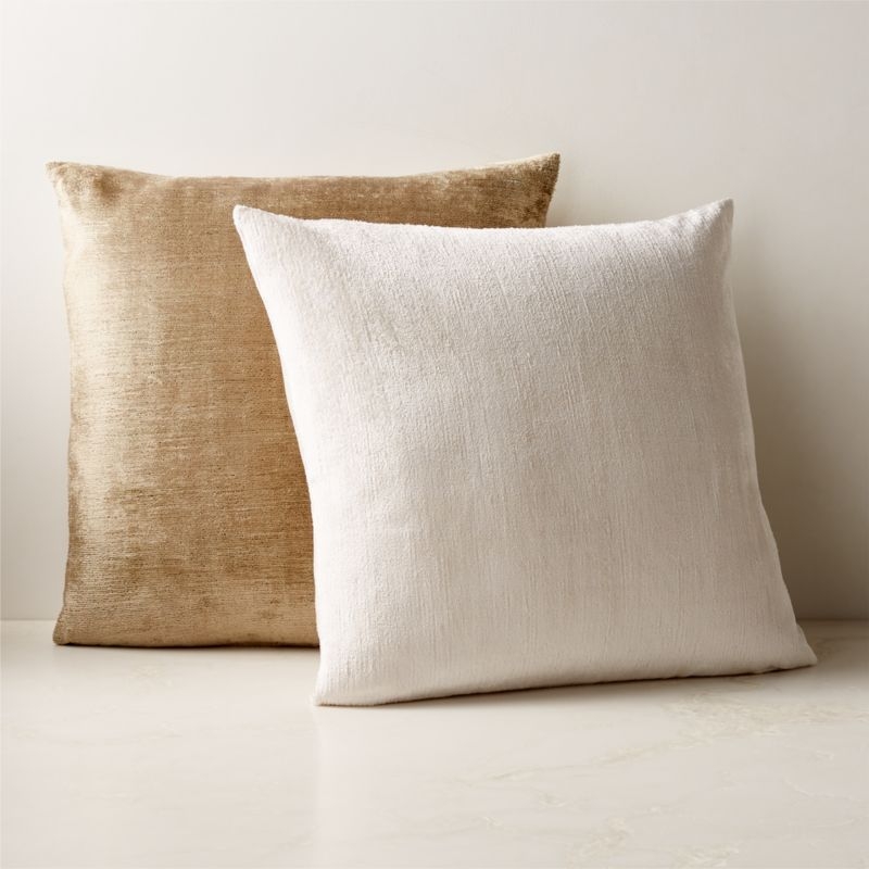 Truette White Turkish Silk Throw Pillow with Feather-Down Insert 23''x23" - Image 4