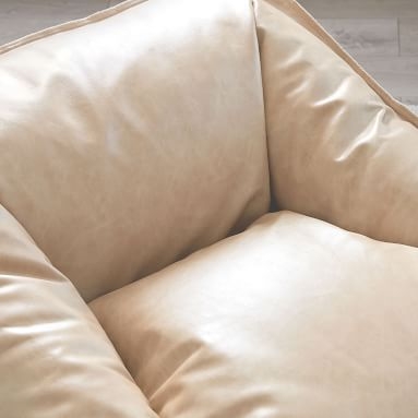 Faux Leather Modern Lounger, Cream - Image 2