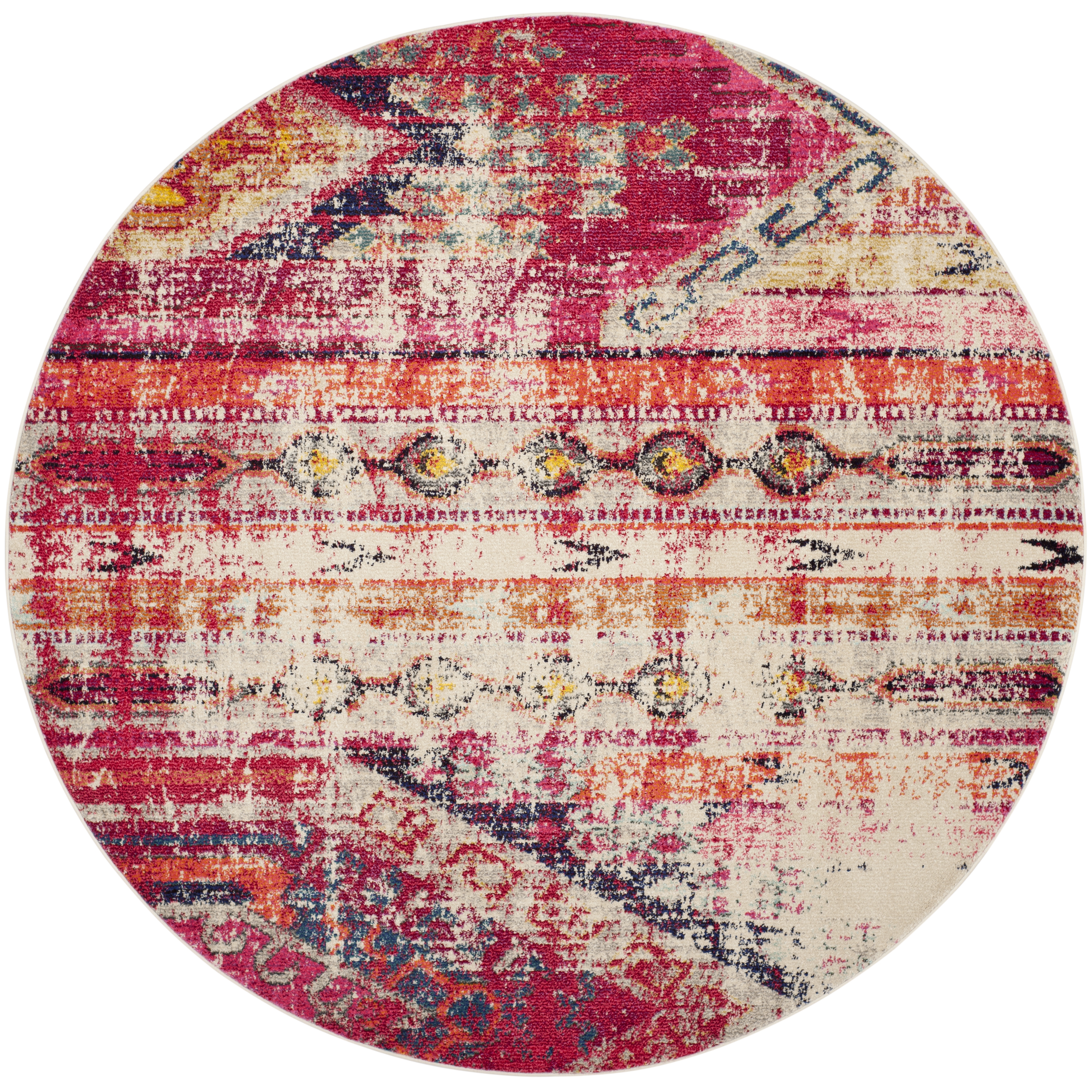 Arlo Home Woven Area Rug, MNC222D, Magenta/Multi,  5' X 5' Round - Image 0