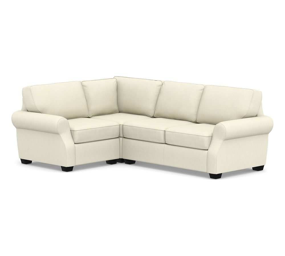 SoMa Fremont Roll Arm Upholstered Right Arm 3-Piece Corner Sectional, Polyester Wrapped Cushions, Premium Performance Basketweave Ivory - Image 0