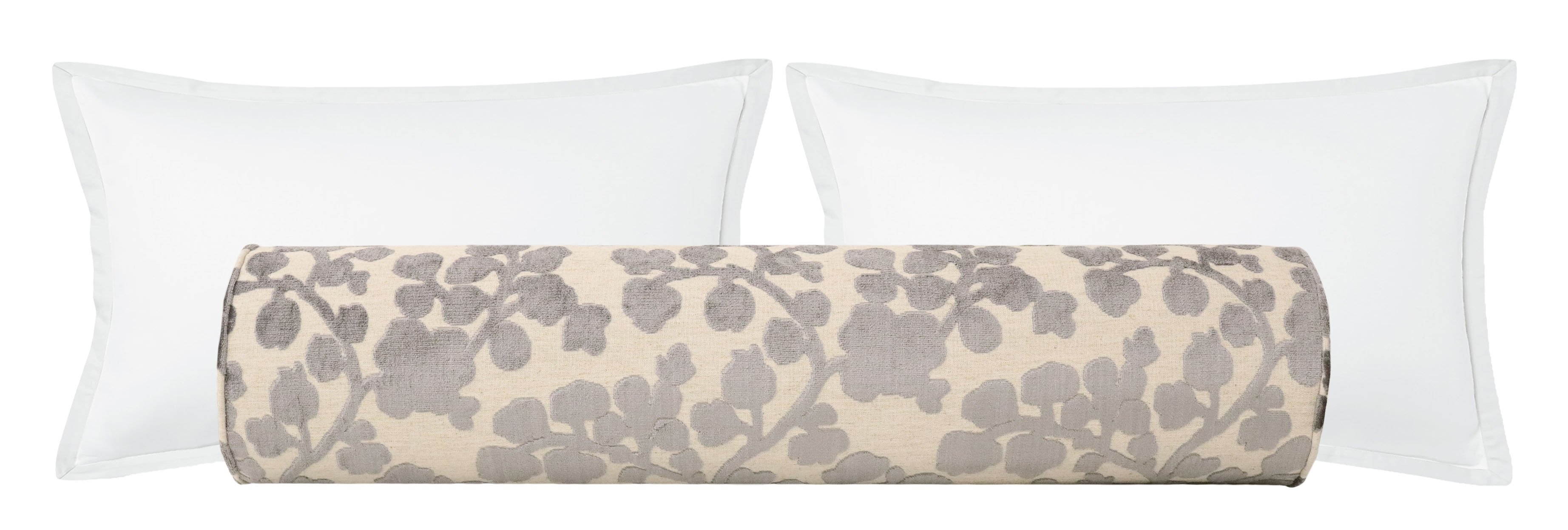 THE BOLSTER :: BLOSSOM CUT VELVET // CHROME - QUEEN // 9" X 36" - Image 0