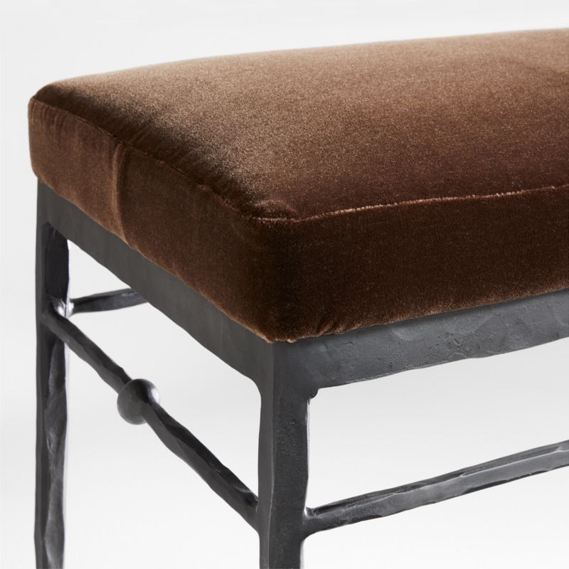 Rodin Brown Velvet Bench by Athena Calderone - Image 2