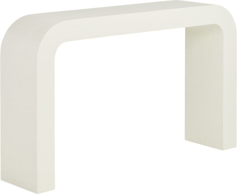Horseshoe White Lacquered Linen Console Table - Image 2