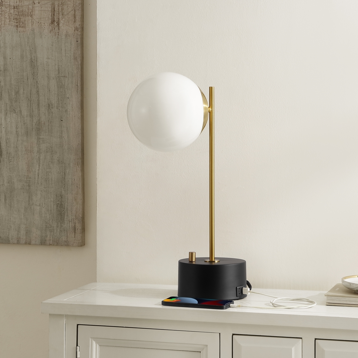 Ryu 20.5" Table Lamp W/ Usb - Brass/Black - Safavieh - Image 2