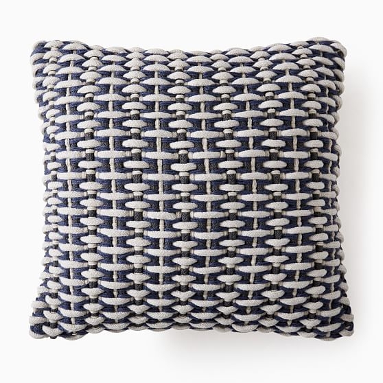 Outdoor Basket Weave Pillow, 20"x20", Midnight - Image 0