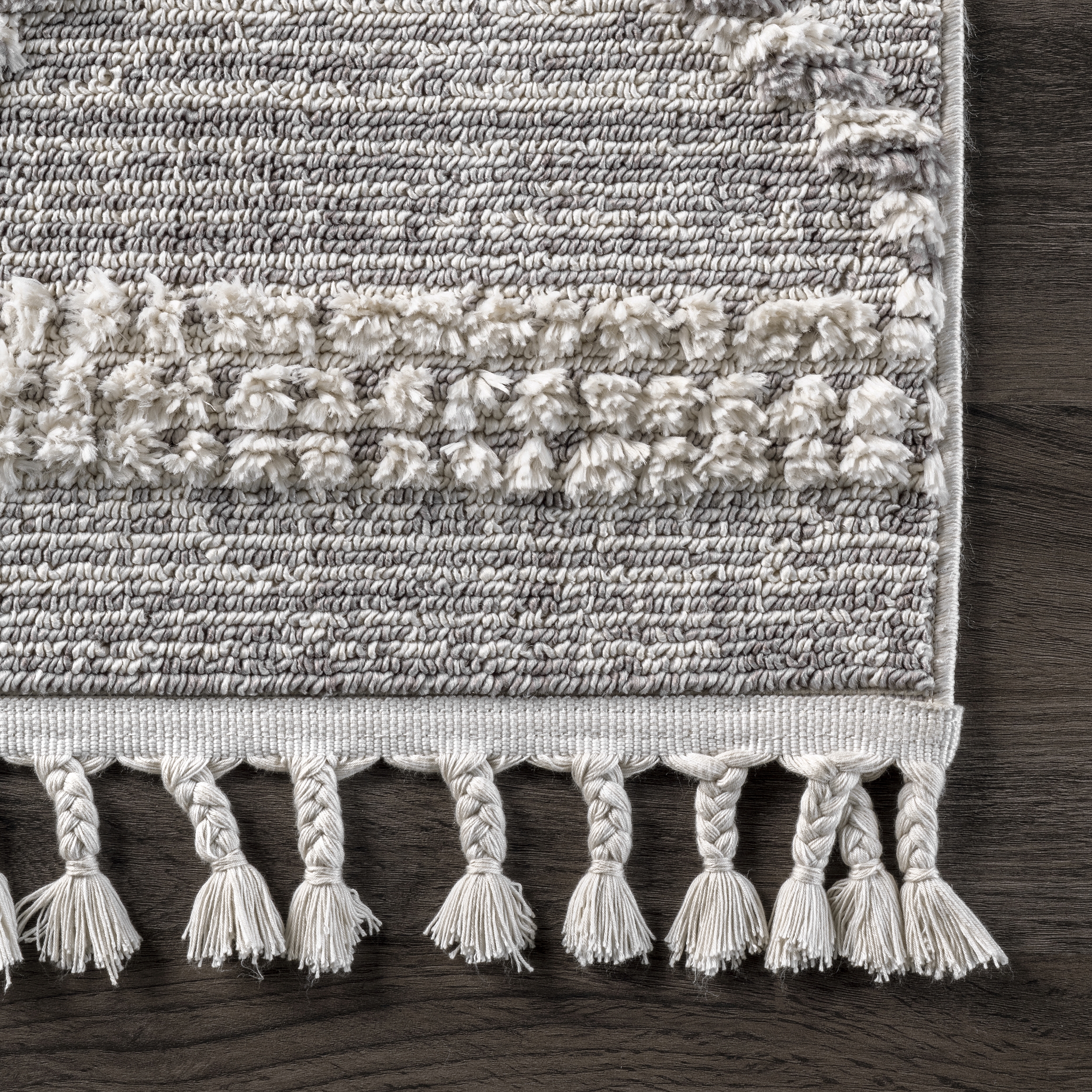 Skylar Textured Cable Trellis Tassel Area Rug - Image 0