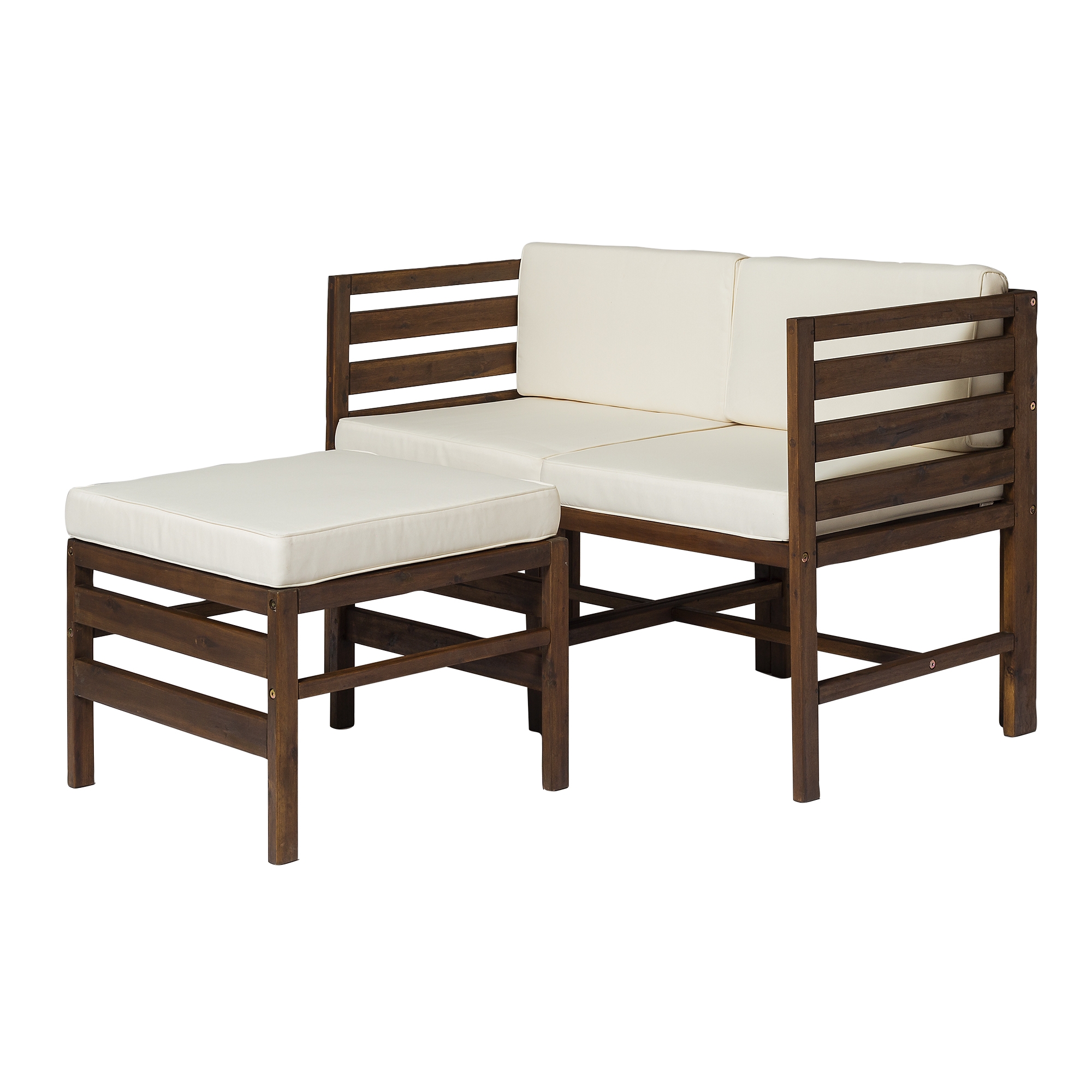 Sanibel Modular Outdoor Acacia L/R Chairs and Ottoman - Dark Brown - Image 2