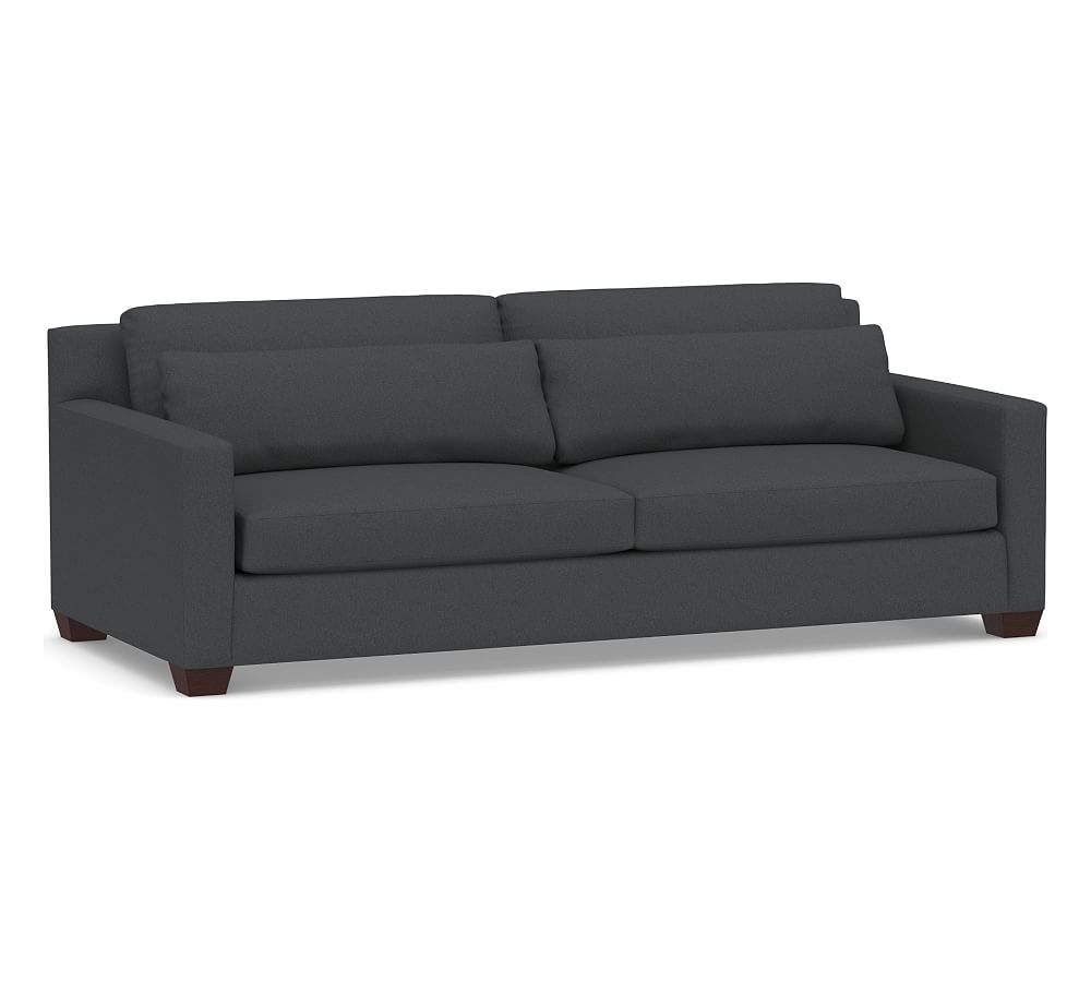 York Square Arm Upholstered Deep Seat Grand Sofa 95" 2-Seater, Down Blend Wrapped Cushions, Premium Performance Basketweave Charcoal - Image 0