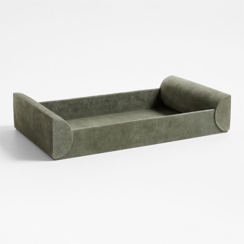 Ruff Green Suede Decorative Tray 12" by Brigette Romanek - Image 3