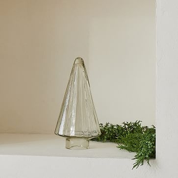 Glass Fluted Decorative Trees, Clear, Small - Image 0
