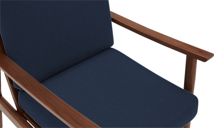 Blue Paley Mid Century Modern Chair - Bentley Indigo - Walnut - Image 4