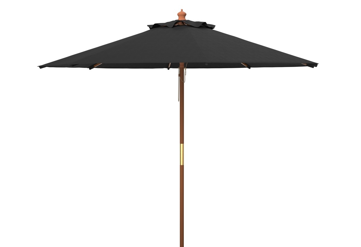 Cannes 11Ft Wood Umbrella - Grey - Safavieh - Image 0