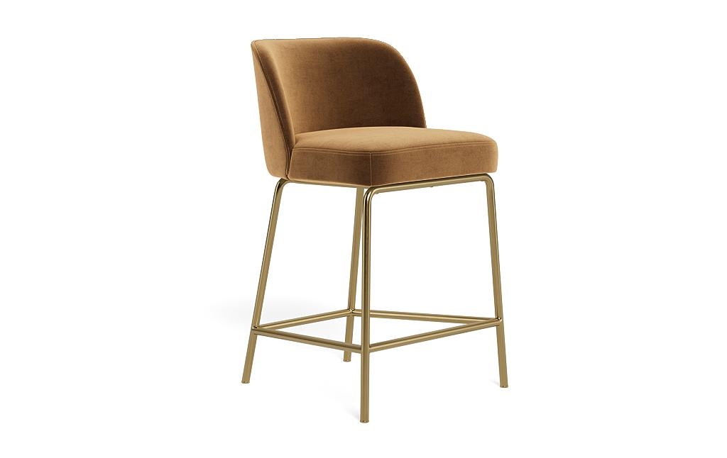 Graham Metal Framed Upholstered Counter Stool with Contrast Piping - Image 1