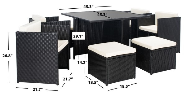Indoor-Outdoor Klena 9 Pc Dining Set - Black/Beige - Safavieh - Image 7
