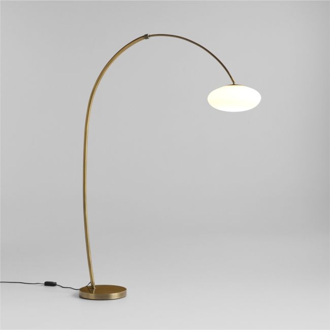 Moon Brass Arc Floor Lamp with Glass Shade - Image 0