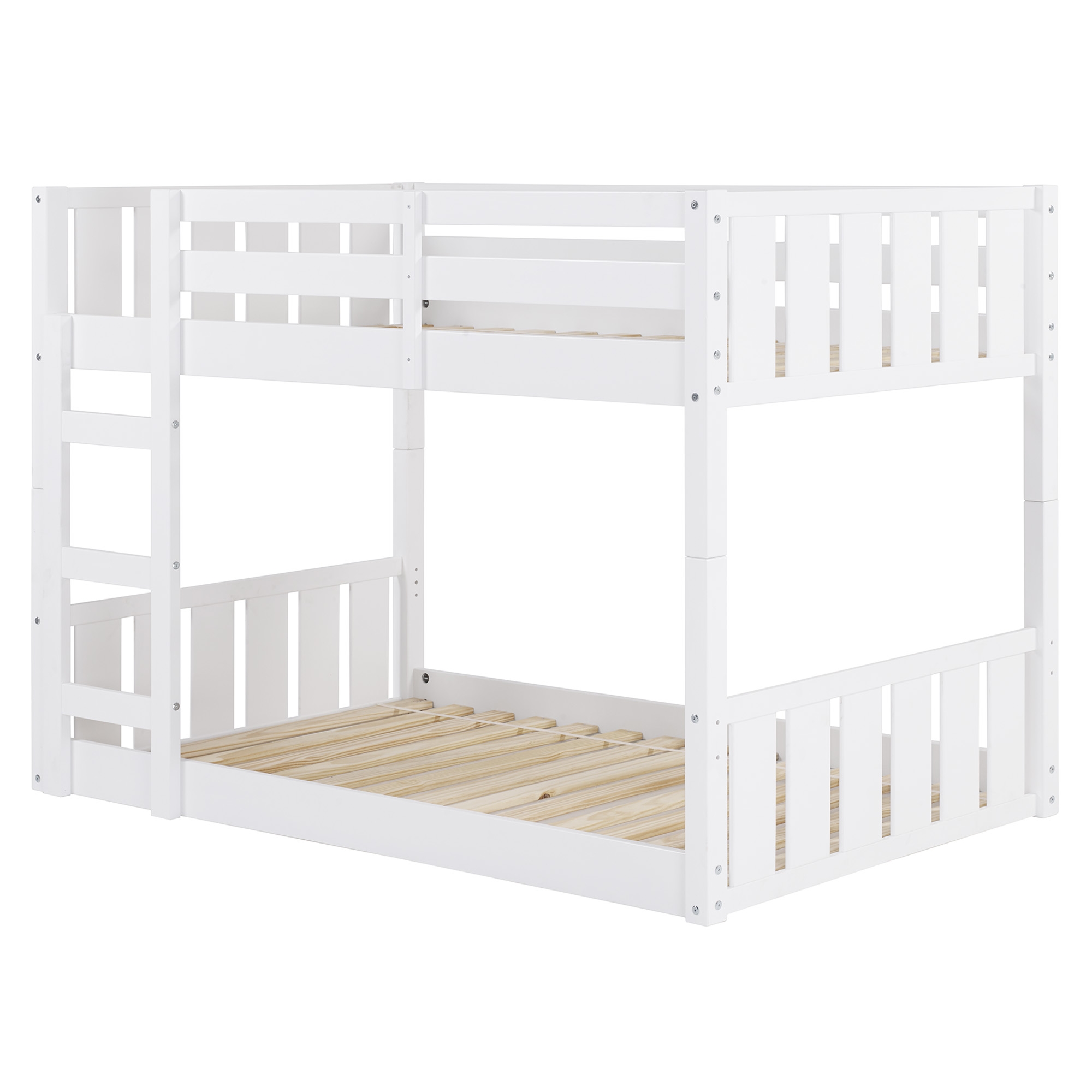 Traditional Twin over Twin Solid Wood Stackable Slat Bunk Bed – White - Image 2
