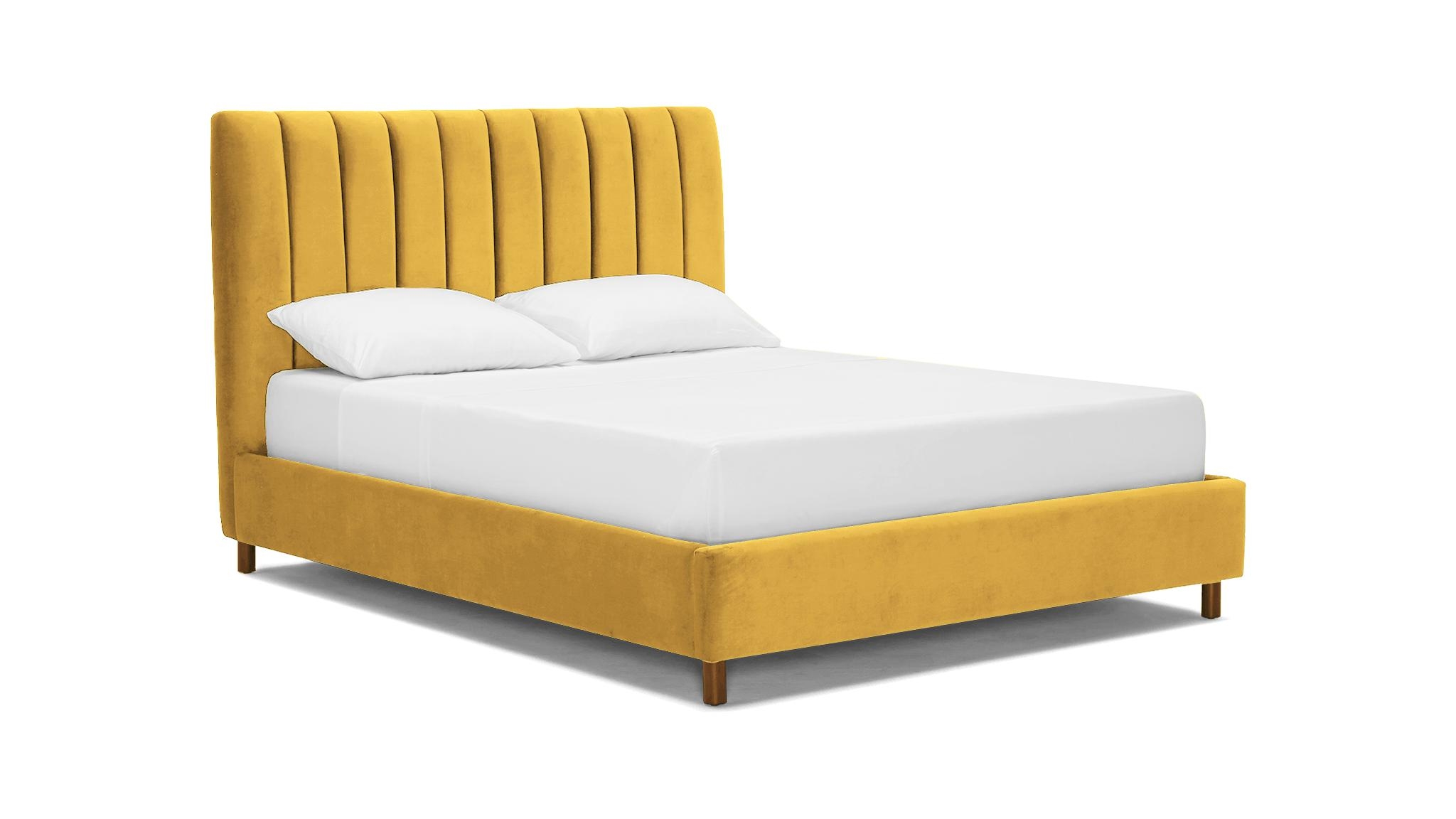 Yellow Lotta Mid Century Modern Bed - Bentley Daisey - Mocha - Eastern King - Image 1