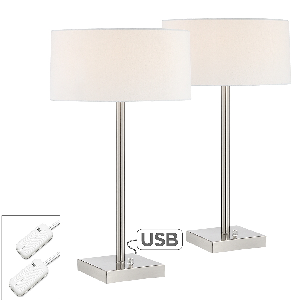 Andre Metal USB Table Lamps Set of 2 with Dimmers and Outlets - Style # 80R22 - Image 0