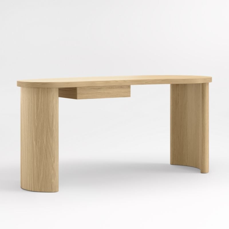 Courbe Curved Wood Desk with Drawer - Image 1