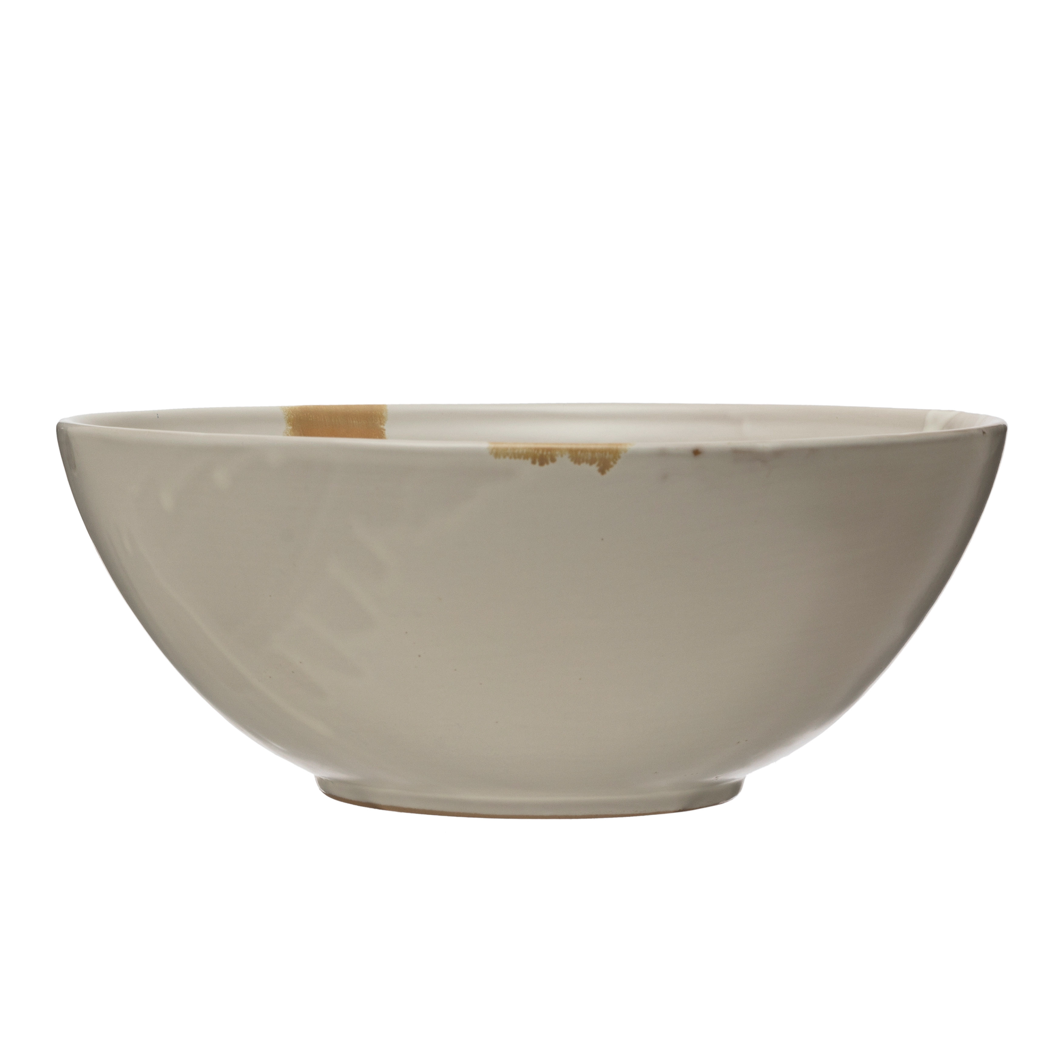  Stoneware Serving Bowl, Cream and Brown Reactive Glaze - Image 0