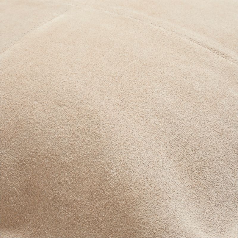Hyde Pieced Suede 23x23 Cream Throw Pillow with Feather Insert - Image 4
