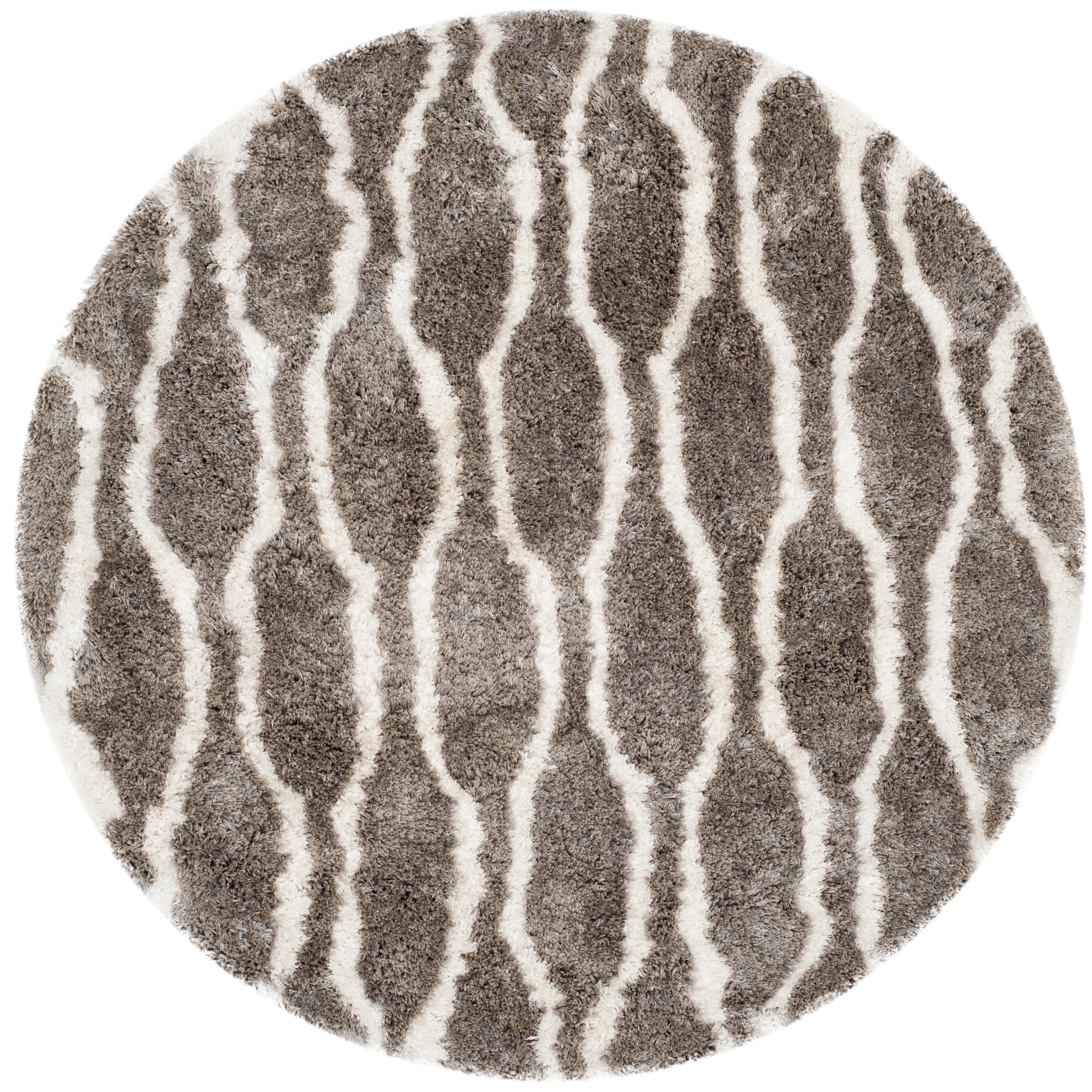 Arlo Home Hand Tufted Area Rug, BSG322B, Silver/Ivory,  5' X 5' Round - Image 0