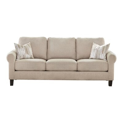 Jaiprakash Oatmeal Upholstered Rolled Arm Sofa - Image 0