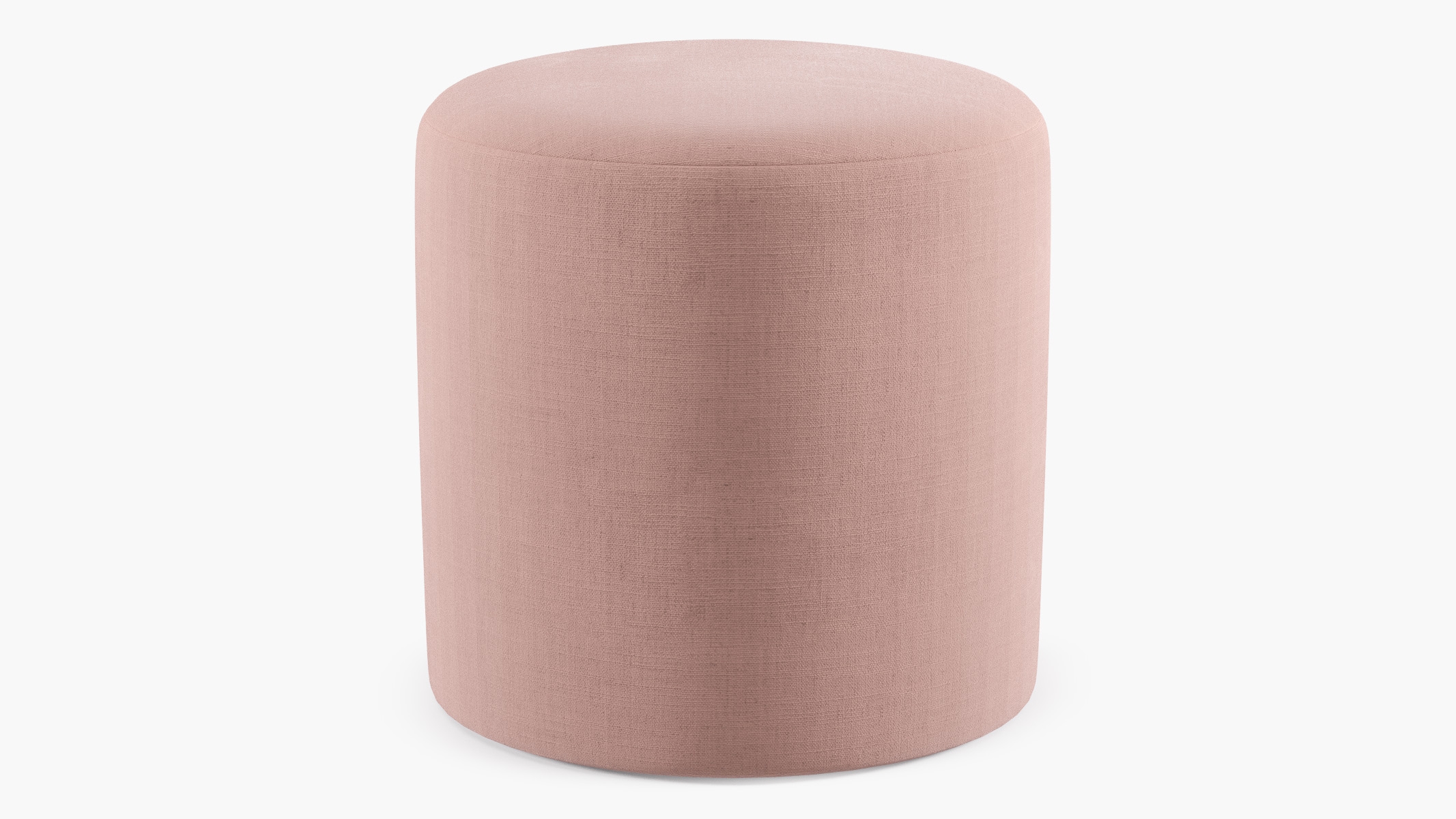 Drum Ottoman, Blush Everyday Linen - Image 0